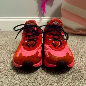 Nike Air 270 React. Pink and red with purple laces. Bought in 2021.